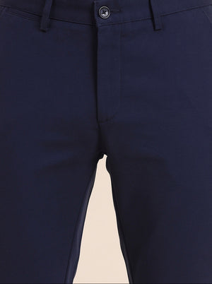 Navy Blue Solid Uno Fit Casual Trouser | JadeBlue