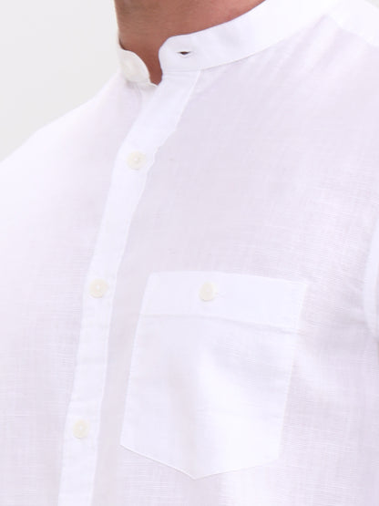 White Solid Slim Fit Casual Shirt | Greenfibre