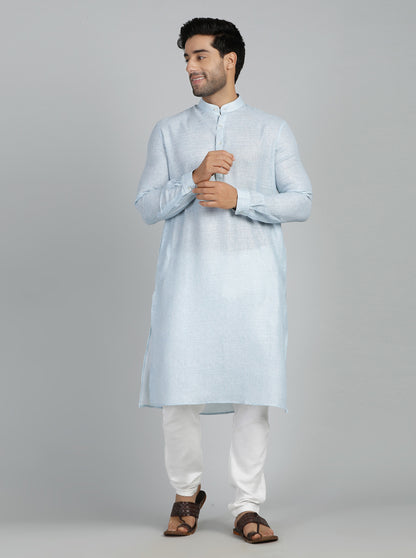 Sky Blue Solid Regular Fit Modi Kurta | JadeBlue