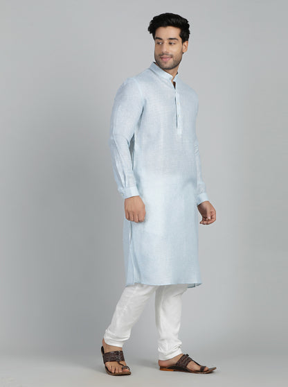Sky Blue Solid Regular Fit Modi Kurta | JadeBlue