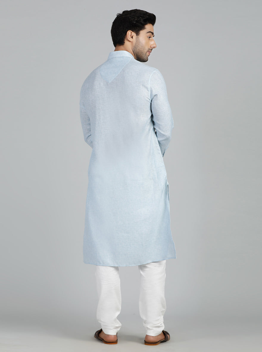 Sky Blue Solid Regular Fit Modi Kurta | JadeBlue