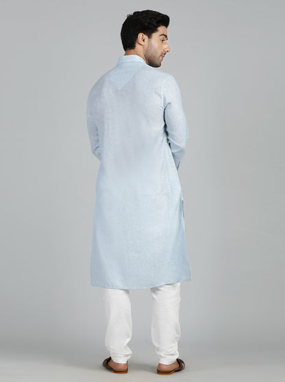 Sky Blue Solid Regular Fit Modi Kurta | JadeBlue