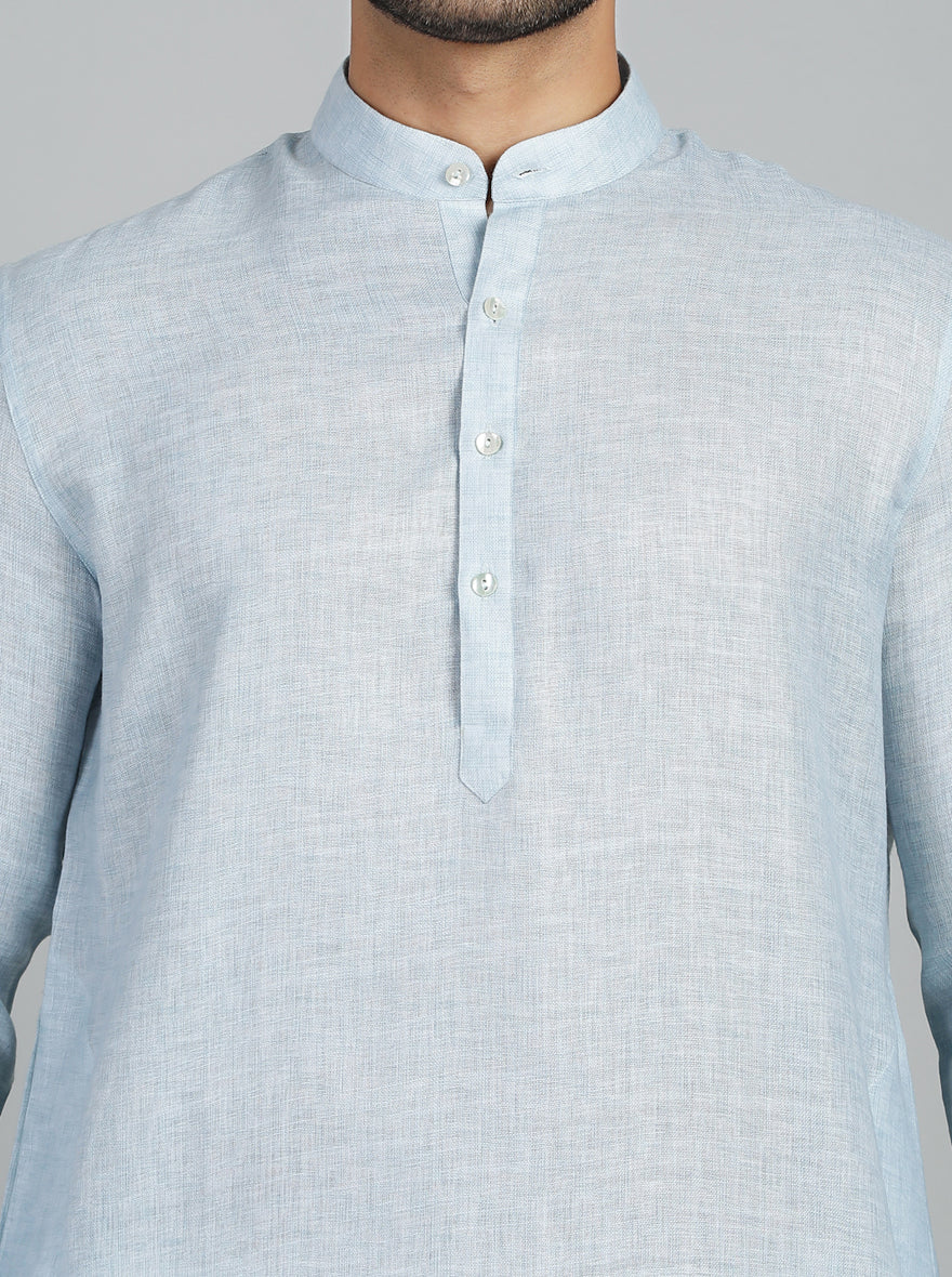 Sky Blue Solid Regular Fit Modi Kurta | JadeBlue