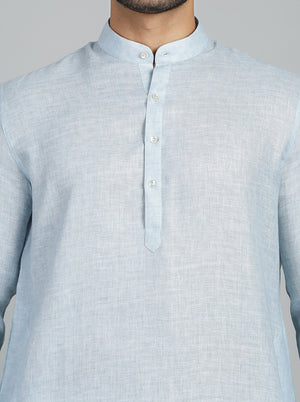 Sky Blue Solid Regular Fit Modi Kurta | JadeBlue