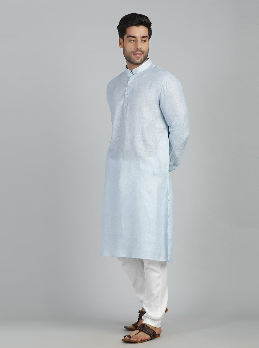 Sky Blue Solid Regular Fit Modi Kurta | JadeBlue