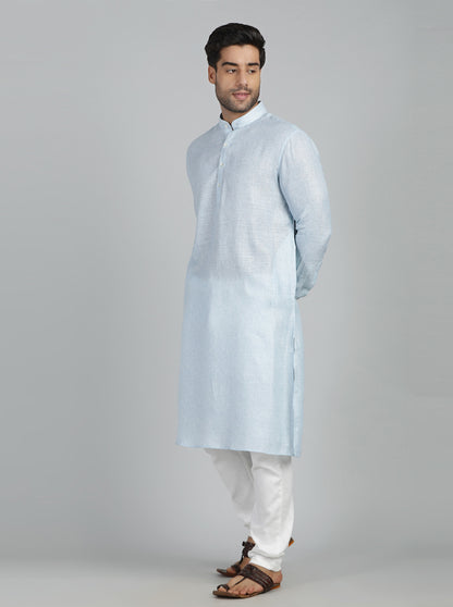 Sky Blue Solid Regular Fit Modi Kurta | JadeBlue