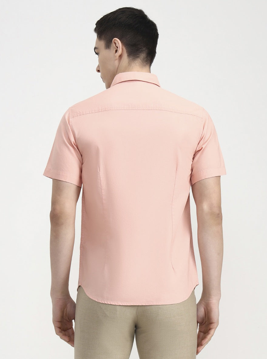 Orange Solid Slim Fit Casual Shirt | Greenfibre