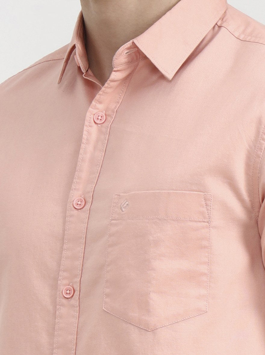 Orange Solid Slim Fit Casual Shirt | Greenfibre