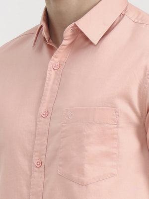 Orange Solid Slim Fit Casual Shirt | Greenfibre