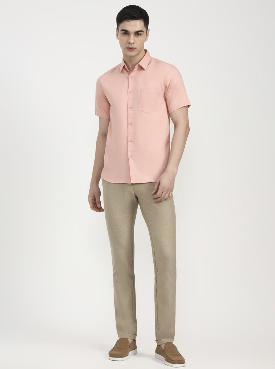 Orange Solid Slim Fit Casual Shirt | Greenfibre