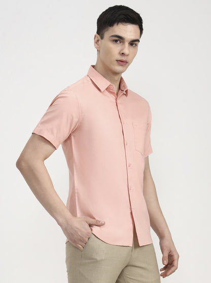 Orange Solid Slim Fit Casual Shirt | Greenfibre