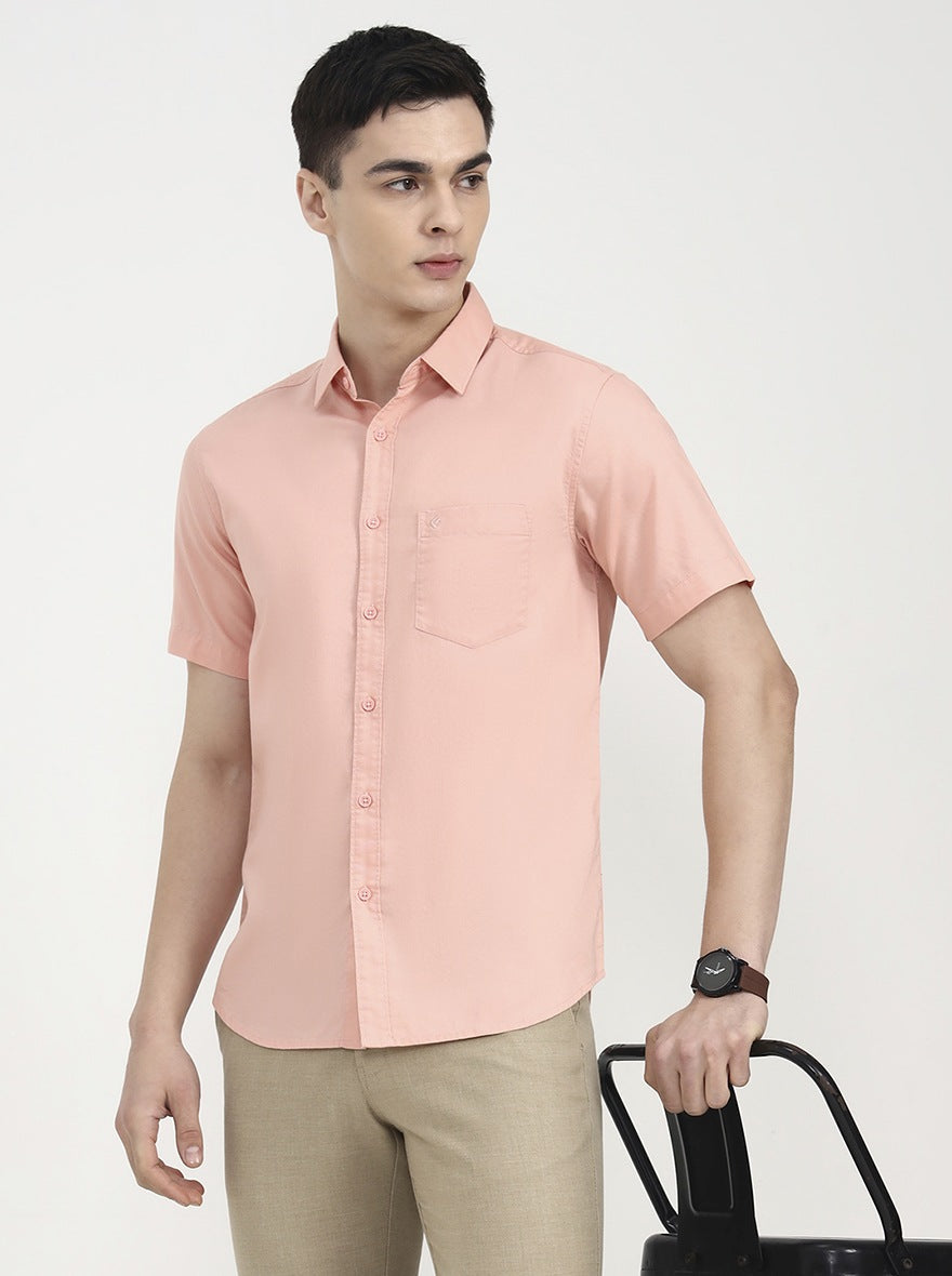 Orange Solid Slim Fit Casual Shirt | Greenfibre