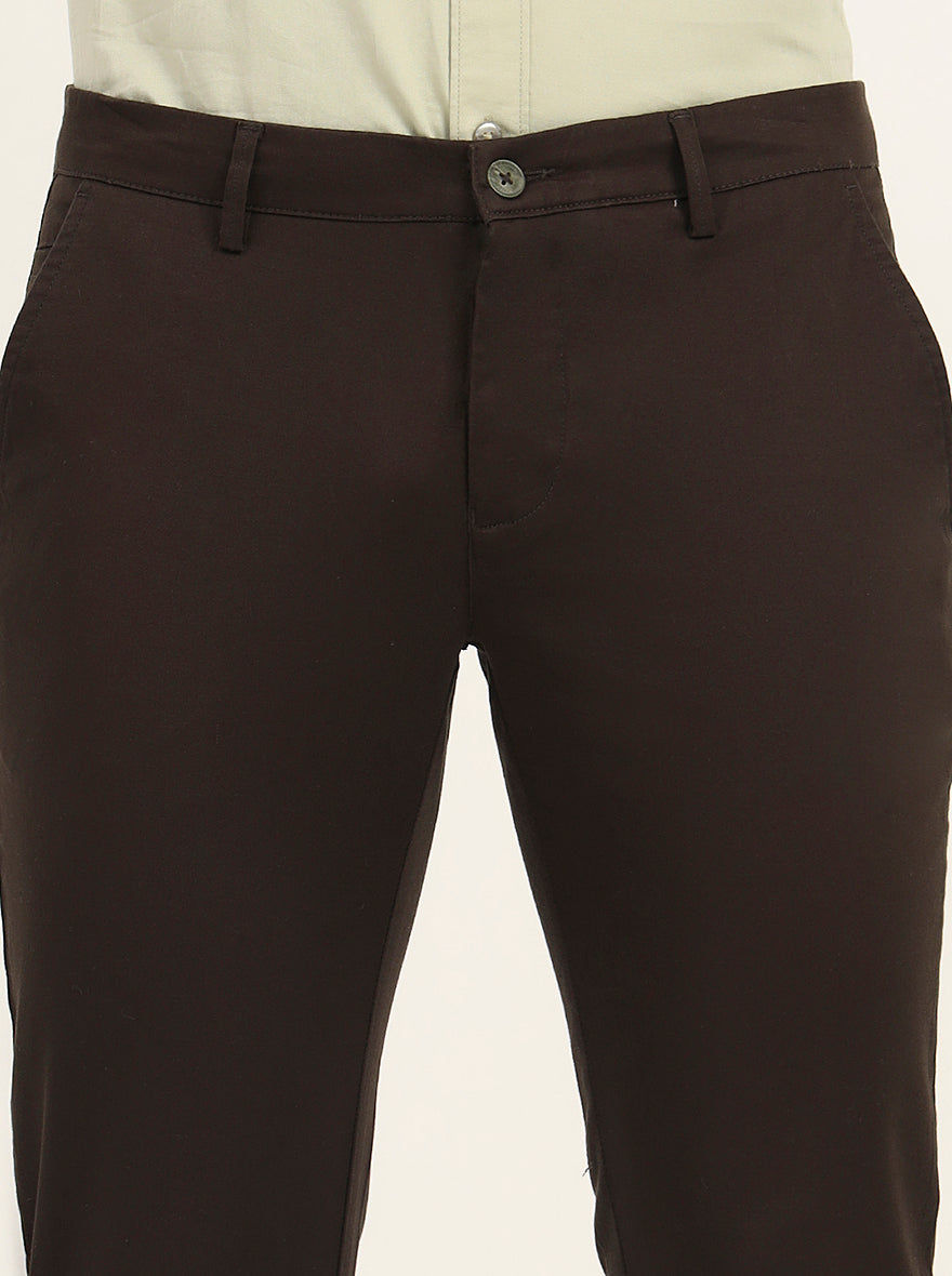 Olive Solid Super Slim Fit Casual Trouser | Greenfibre