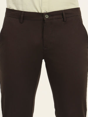 Olive Solid Super Slim Fit Casual Trouser | Greenfibre