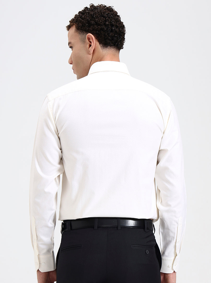 Cream Solid Regular Fit Formal Shirt | JadeBlue