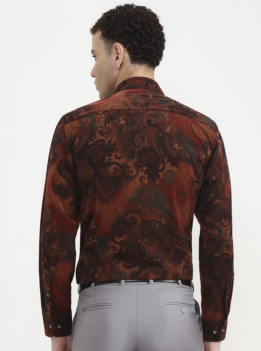 Mustar Black Printed Slim Fit Formal Shirt | JadeBlue Super Luxe