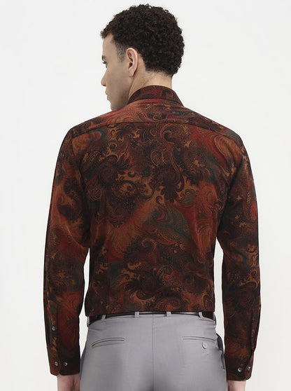 Mustar Black Printed Slim Fit Formal Shirt | JadeBlue Super Luxe