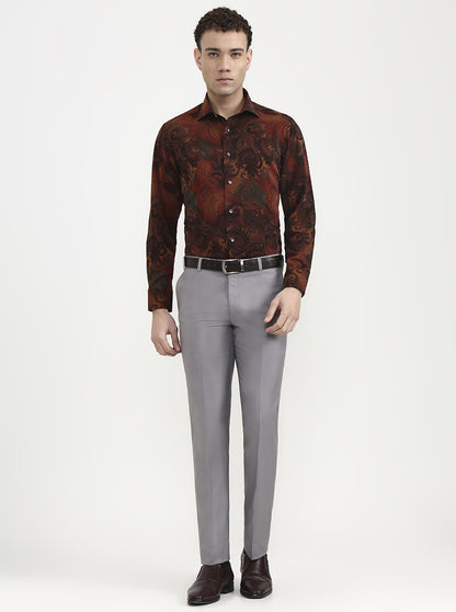 Mustar Black Printed Slim Fit Formal Shirt | JadeBlue Super Luxe