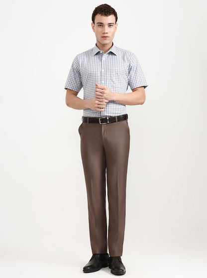 Light Blue &  White Checked Regular Fit Formal Shirt | JadeBlue