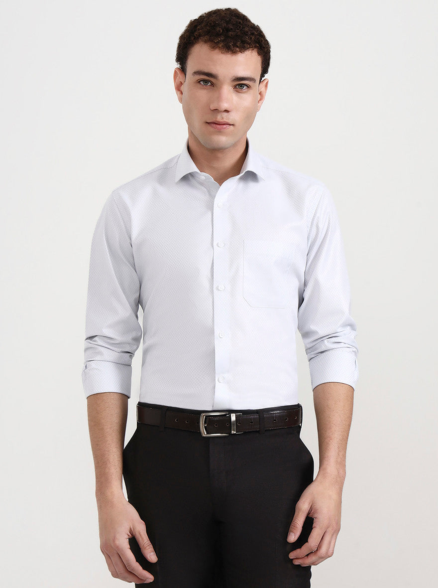 Grey Solid Slim Fit Formal Shirt | Greenfibre