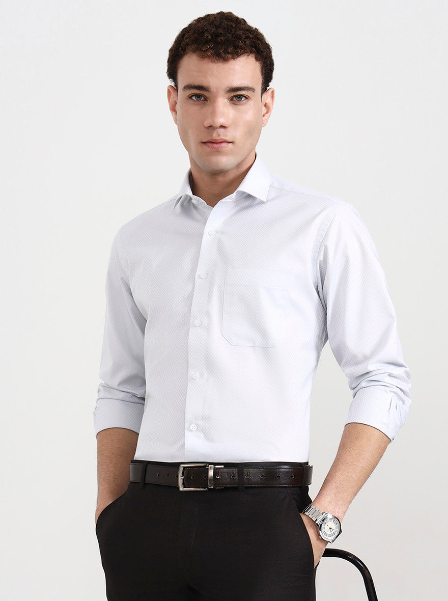 Grey Solid Slim Fit Formal Shirt | Greenfibre