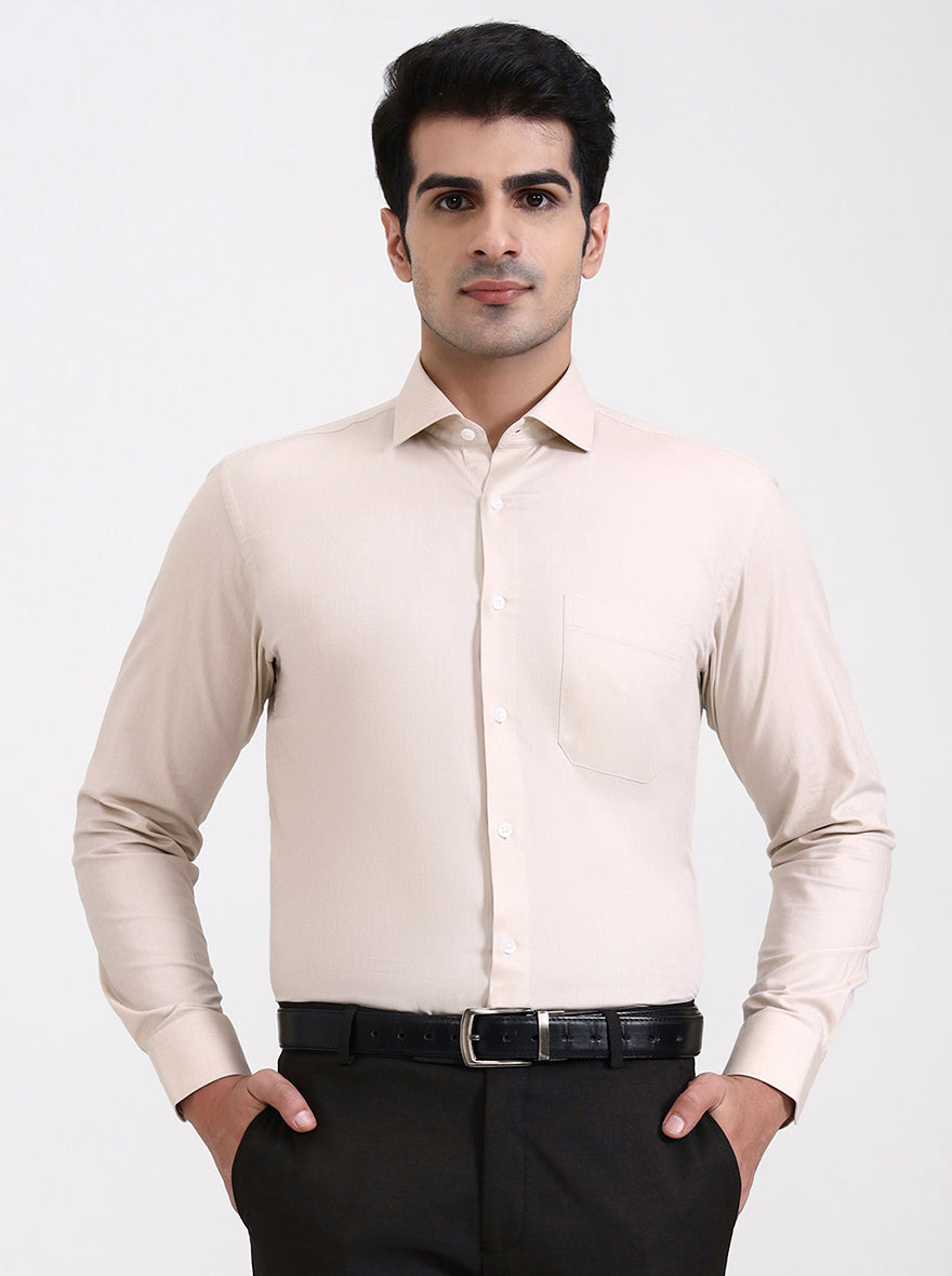 Fawn Solid Slim Fit Formal Shirt | Metal