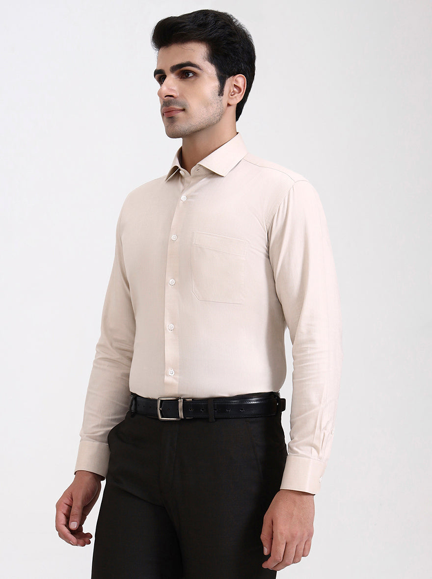 Fawn Solid Slim Fit Formal Shirt | Metal