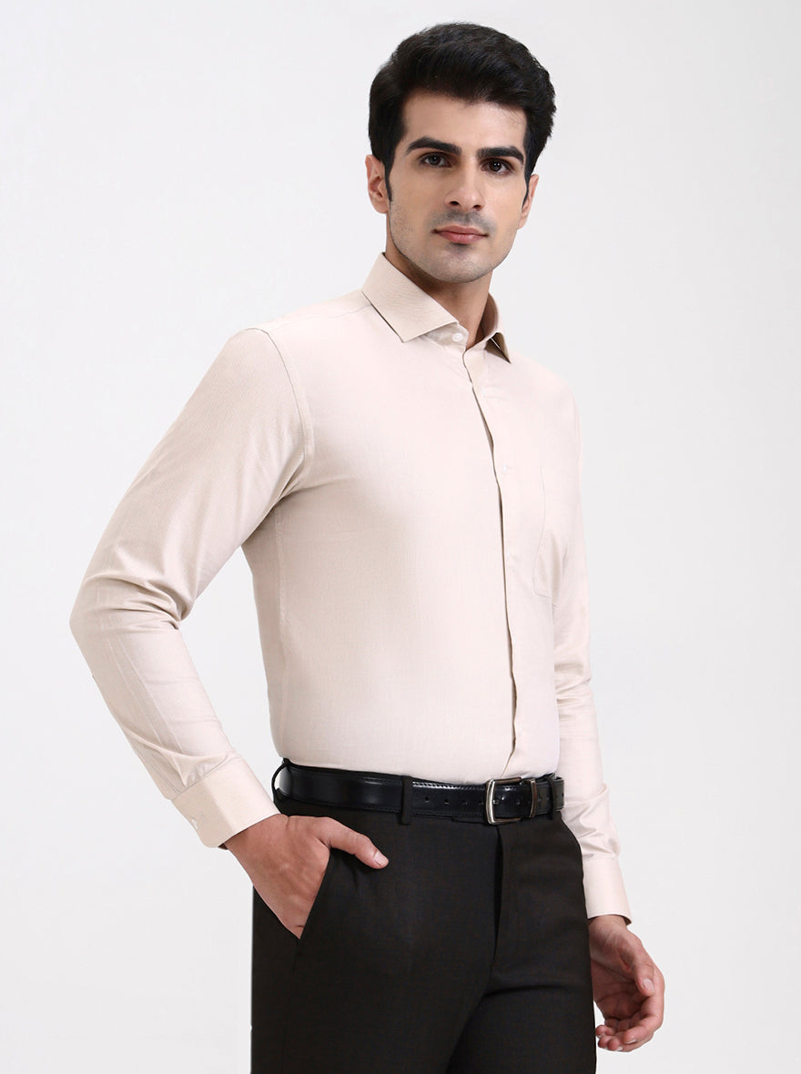 Fawn Solid Slim Fit Formal Shirt | Metal