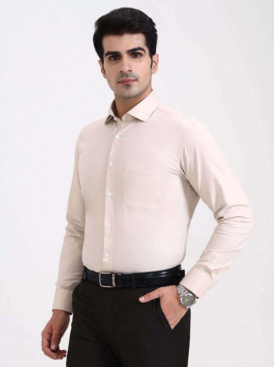 Fawn Solid Slim Fit Formal Shirt | Metal