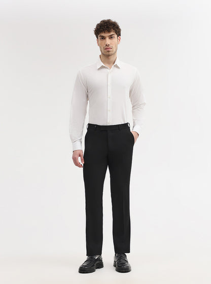 Black Solid Slim Fit Formal Trouser | Wyre