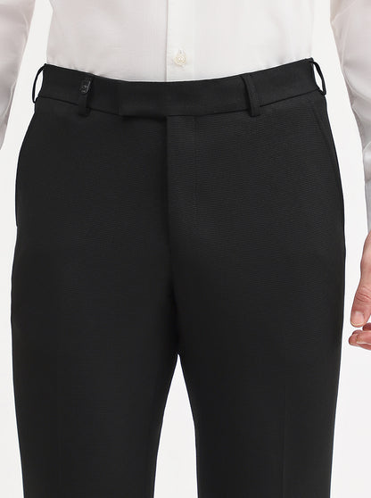 Black Solid Slim Fit Formal Trouser | Wyre
