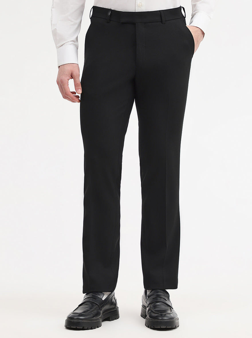 Black Solid Slim Fit Formal Trouser | Wyre