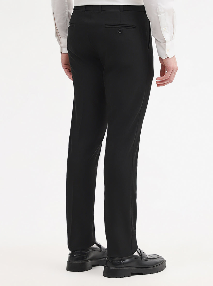 Black Solid Slim Fit Formal Trouser | Wyre