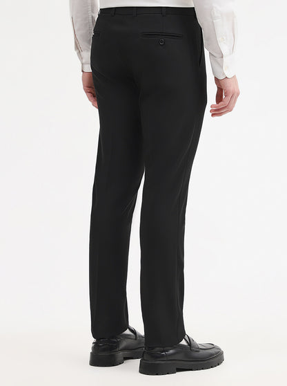 Black Solid Slim Fit Formal Trouser | Wyre