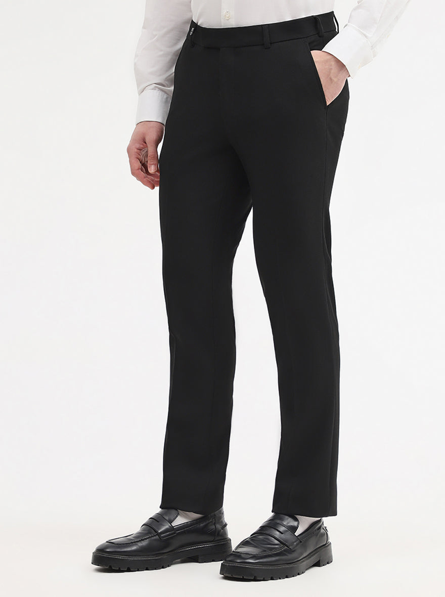 Black Solid Slim Fit Formal Trouser | Wyre