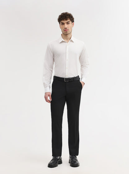 Black Solid Slim Fit Formal Trouser | Wyre