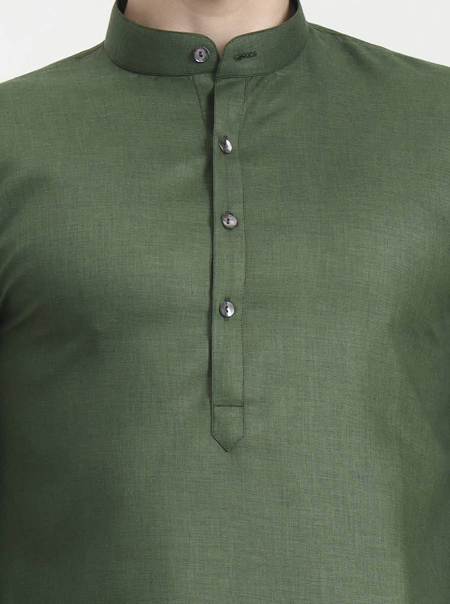 Green Solid Modi Kurta | JadeBlue
