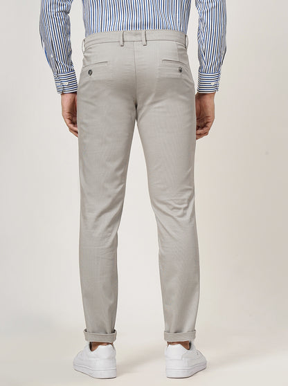 Light Grey Solid Neo Fit Casual Trouser | Greenfibre