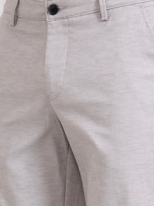 Light Grey Striped Neo Fit Casual Trouser | Greenfibre