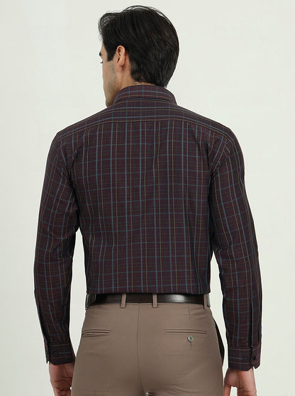 Purple Checked Regular Fit Formal Shirt | Greenfibre