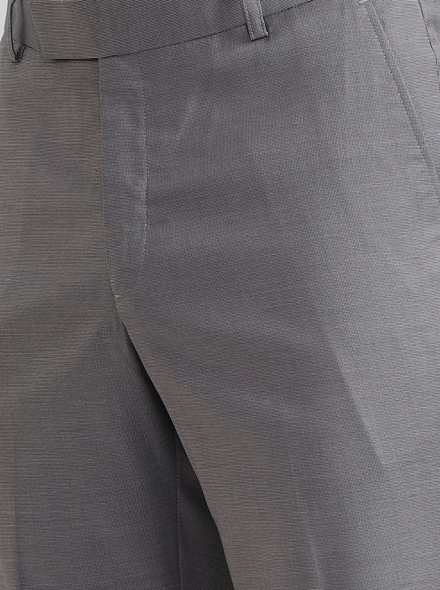 Grey Printed Slim Fit Formal Trouser | Metal