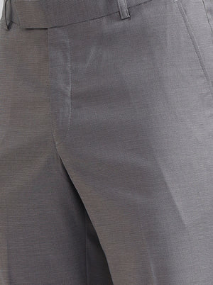 Grey Printed Slim Fit Formal Trouser | Metal