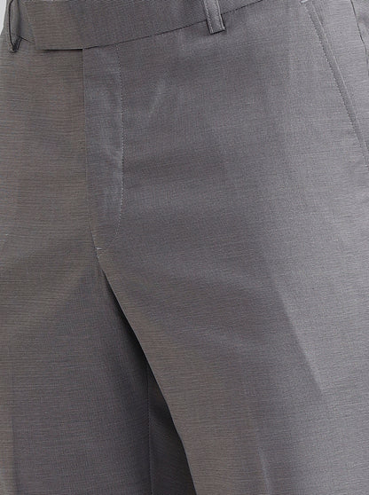 Grey Printed Slim Fit Formal Trouser | Metal