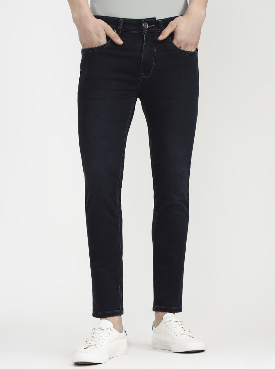 Deep Indigo Blue Solid Rider Fit Jeans | JadeBlue