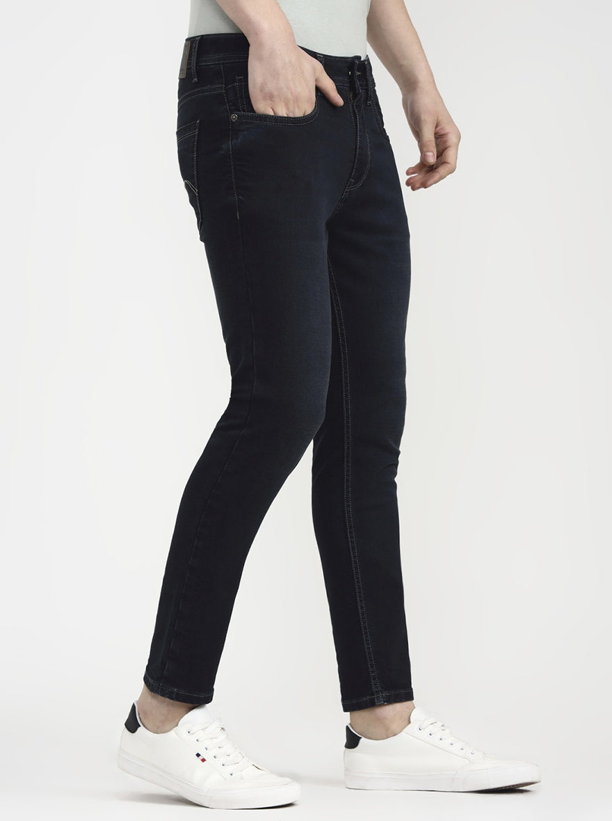 Deep Indigo Blue Solid Rider Fit Jeans | JadeBlue