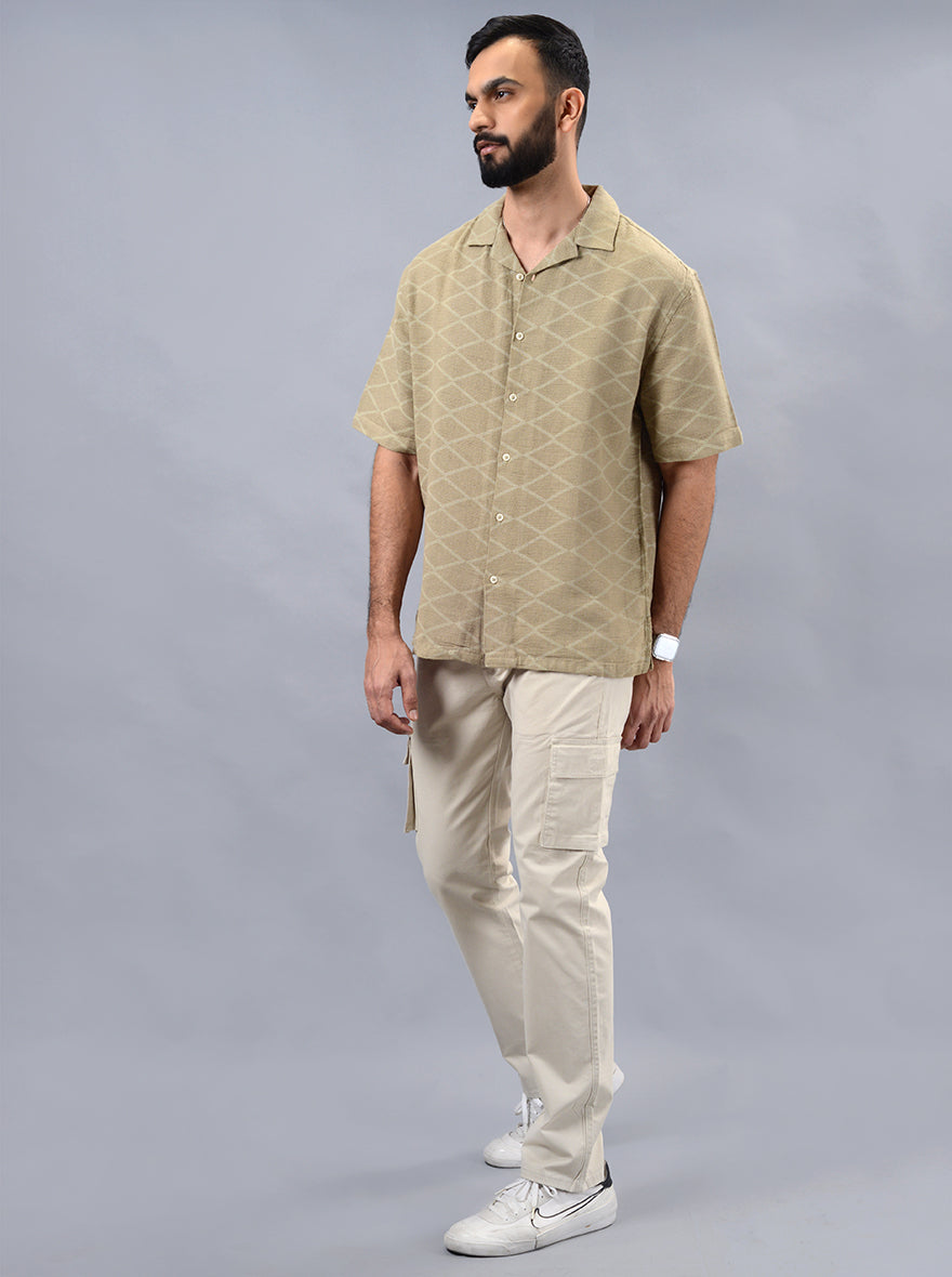 Beige Solid Slim Fit Cargo Pant | JadeBlue