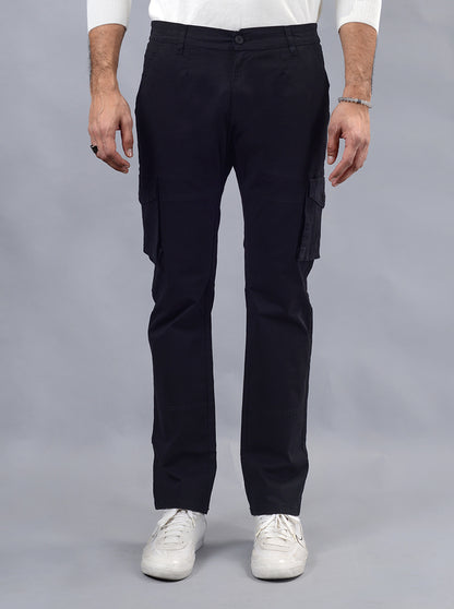 Black Solid Slim Fit Cargo Pant | JadeBlue