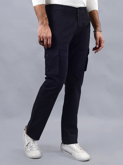 Black Solid Slim Fit Cargo Pant | JadeBlue