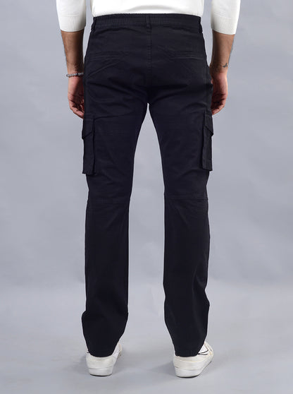 Black Solid Slim Fit Cargo Pant | JadeBlue