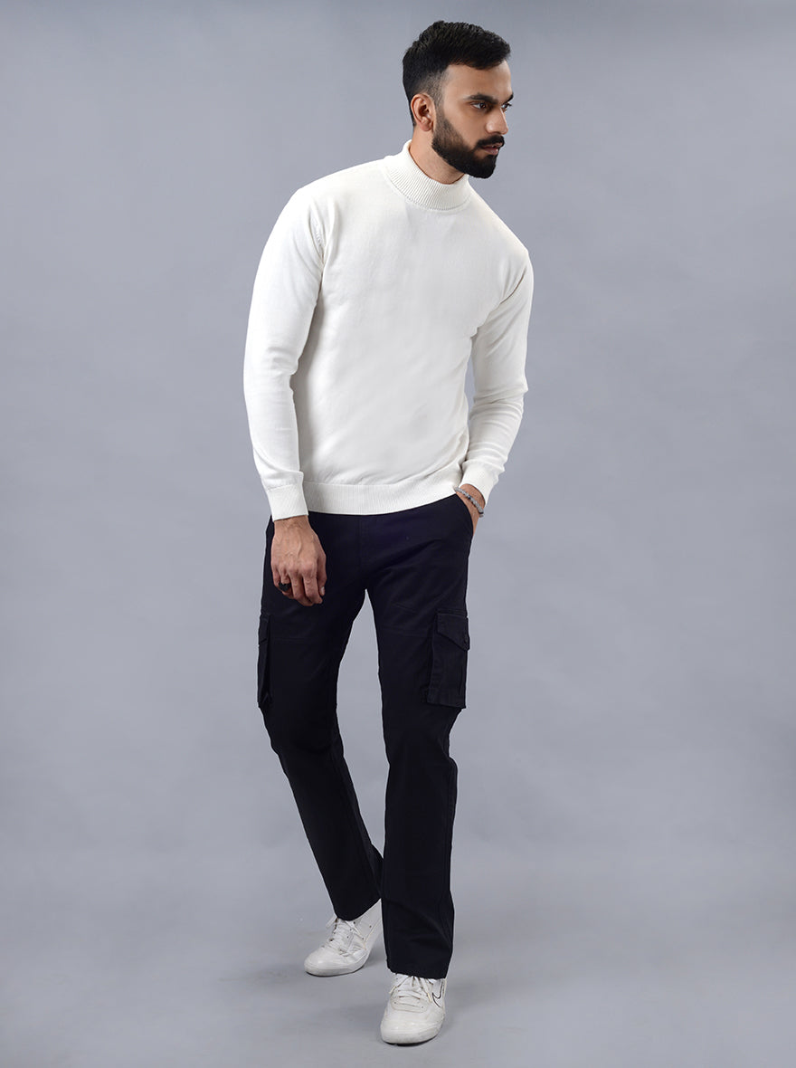 Black Solid Slim Fit Cargo Pant | JadeBlue